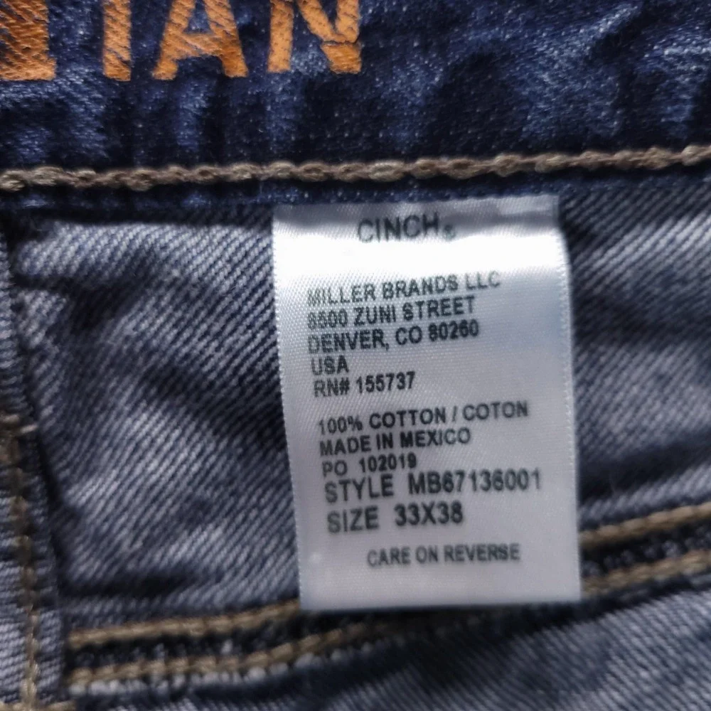 Cinch Jeans Mens 33x30 Blue Ian Slim Fit Dark Wash Western Rodeo Cowboy